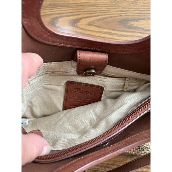 Fossil short handle woven bag with removable shoulder strap - Picture 3 of 10